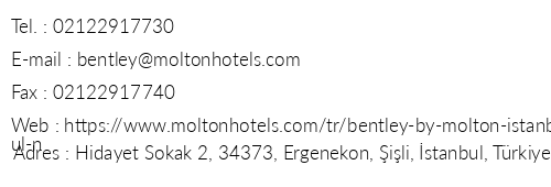 Bentley By Molton Hotels telefon numaralar, faks, e-mail, posta adresi ve iletiim bilgileri